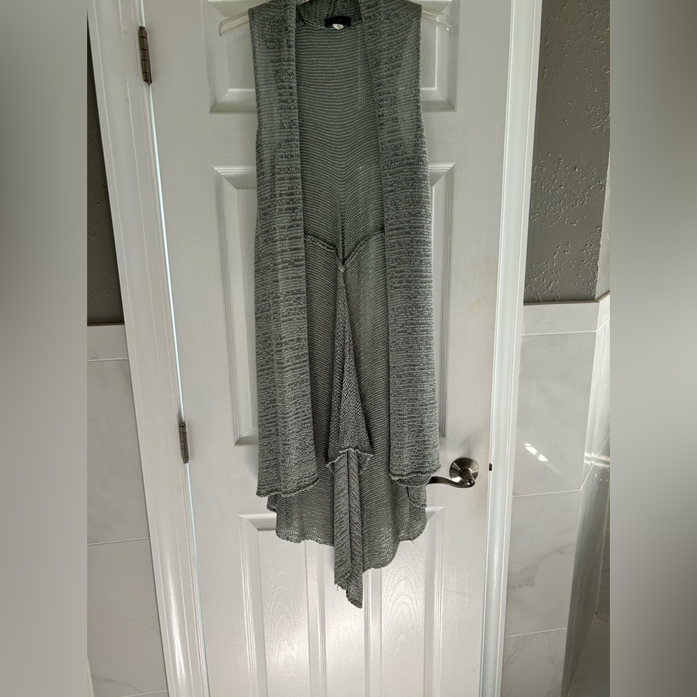 Belamie Grey Knit Cardigan Long Vest